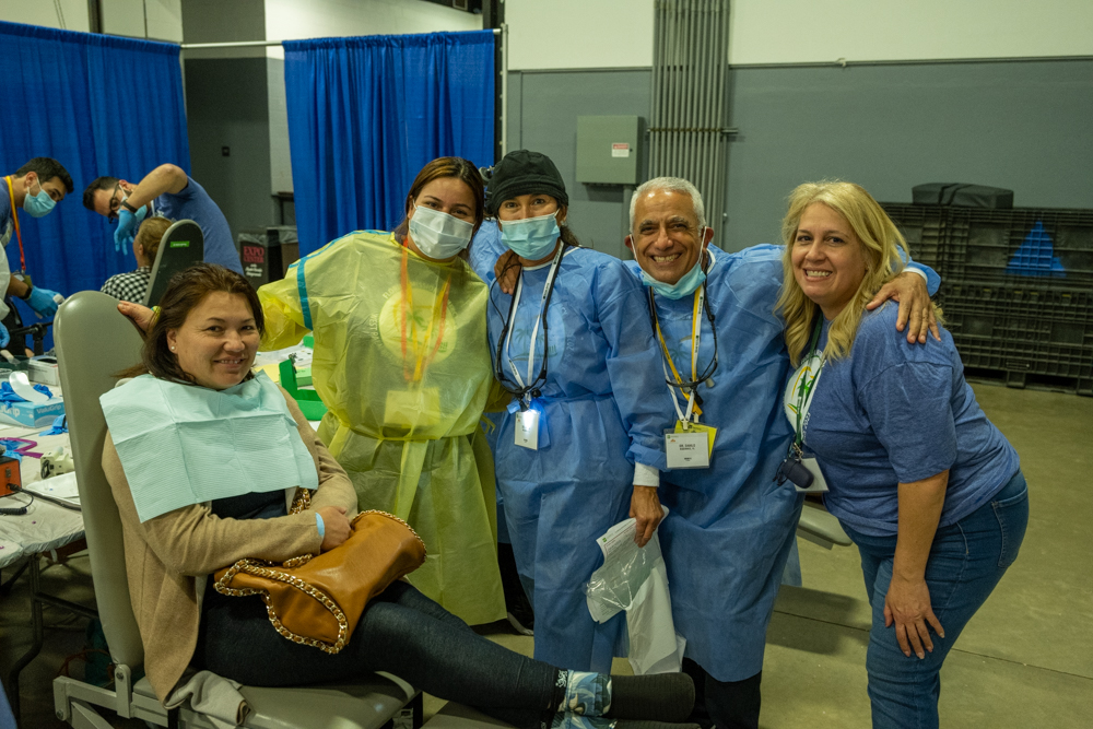 Patient receiving care from dental team
